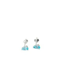 Brinco Gota 6mm Topázio azul Prata 925 Ródio