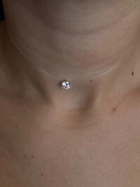 Colar Ponto Nylon com alongador Prata 925 Ródio