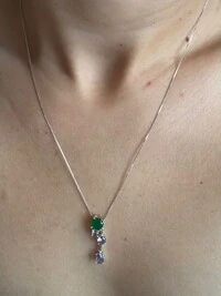 Colar 4 pedras esmeralda lilás Prata 925 Ródio