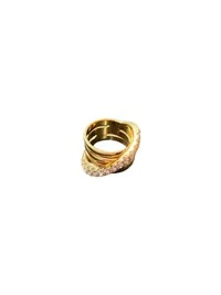 Anel Trançado Zircônia Prata 925 Ouro 18 K