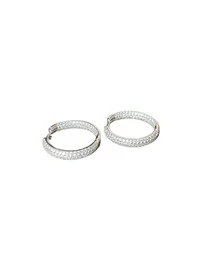 Brinco Argola Zircônia M Prata 925 Ródio