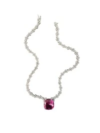 Colar Topázio Rosa Zircônia Prata 925 Ródio