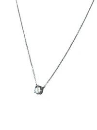 Colar Ponto 8 mm zircônia Prata 925 Ródio