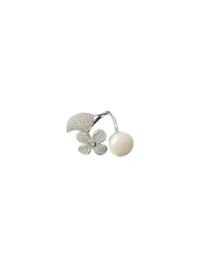 Anel Pérola zircônia branca Flor aberto Prata 925 Ródio