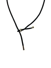 Colar Fio preto Ponteira Prata 925 Ouro 18k