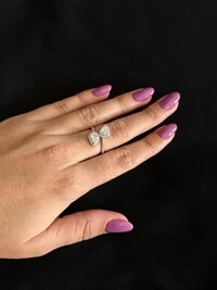 Anel 2 gotas zircônia Prata 925 Ródio