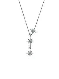 Colar 3 estrelas zircônias gravata Prata 925 Ródio