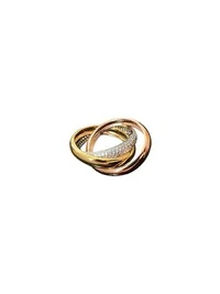 Anel Triplo Rose Cravejado Prata 925 Ródio