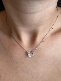 Colar Borboleta Zircônia Prata 925 Ródio