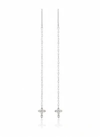 Brinco Cruz sem tarracha zircônia Prata 925 Ródio