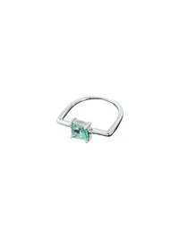 Anel Quadrado Cristal Paraíba Prata 925 Ródio
