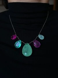 Colar Gota Turmalina Fusion Colors G Prata 925 Ródio