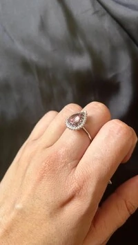 Anel Gota cristal morganita Prata 925 Ródio