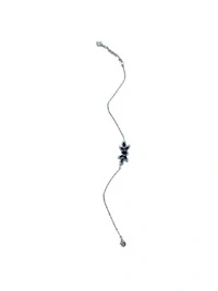 Pulseira Folha Safira Azul 17 cm com alongador Prata 925 Ródio