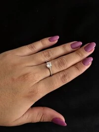 Anel solitário Zircônia redonda aro cravejado Prata 925 Ródio