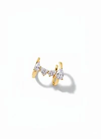 Piercing Fake 4 gotas zircônia 2 garras Prata 925 Ouro 18 k