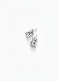 Brinco Solitário cartier zircônia 5 mm Prata 925 Ródio