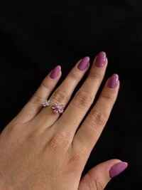 Anel 2 flores aberto zircônia rosa e branca Prata 925 Ródio