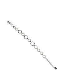 Pulseira elos redondos degradê zircônia com alongador Prata 925 Ródio
