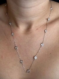 Colar Inspiração longo coração pedras zircônia Prata 925 Ródio