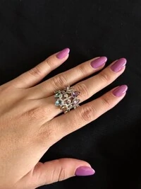 Anel Colors topázio azul cristal ametista Prata 925 Ródio