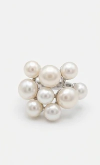 Anel Pérola Cheio Prata 925 Ródio