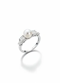 Anel pérola e zircônia Prata 925 Ródio