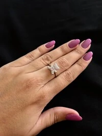 Anel Urso topázio Rosa Prata 925 Ródio