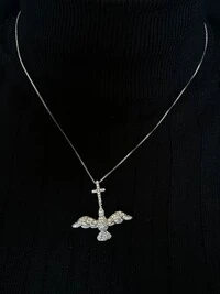 Colar Espírito Santo Cruz Zircônia Prata 925 Ródio