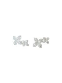 Brinco flor Ear cuff duas flores micro cravação Prata 925 Ródio