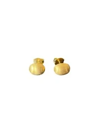 Brinco Oval G escovado Prata 925 Ouro 18 k