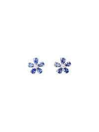Brinco Flor G zircônia tanzanta Prata 925 Ródio
