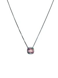 Colar Quadrado Topázio Rosa Colors Prata 925 Ródio