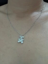 Colar Urso Zircônia Prata 925 Ródio