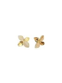 Brinco Flor 4 pétalas micro cravação G Prata 925 Ouro 18 k