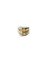 Anel 5 pedras zircônia Prata 925 Ouro 18 k