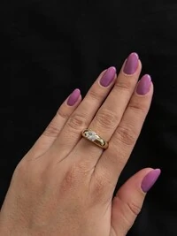 Anel Baulado Pedra Centro Prata 925 Ouro 18 K