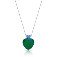 Colar Coração esmeralda tanzanita Prata 925 Ródio