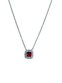 Colar Quadrado Rubi Zircônia Prata 925 Ródio
