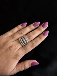 Anel 5 aros fosco Prata 925 Ródio
