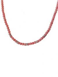 Colar Coral reconstituído e zircônia com alongador Prata 925 Ródio