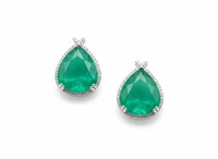 Brinco Gota fusion esmeralda zircônias G Prata 925 Ródio