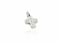 Pingente Cruz com imagens argola abre Prata 925 Ródio