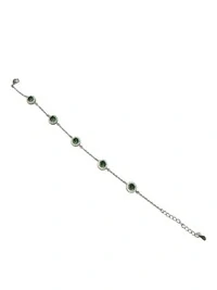 Pulseira Redonda Vazada esmeralda com alongador Prata 925 Ródio