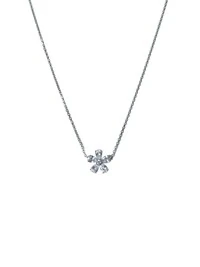 Colar 1 flor zircônia branca Prata 925 Ródio