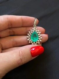 Pingente Gota 3 cm turmalina fusion e zircônia Prata 925 Ródio