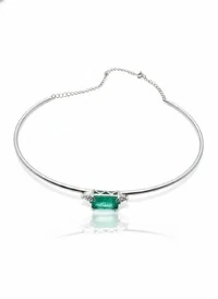 Colar chocker Turmalina zircônia com alongador Prata 925 Ródio