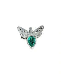 Anel Abelha Turmalina Verde Fusion Zircônia Prata 925 Ródio