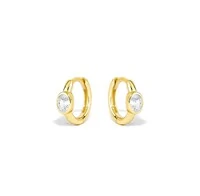 Brinco argola oval zircônia Prata 925 Ouro 18k