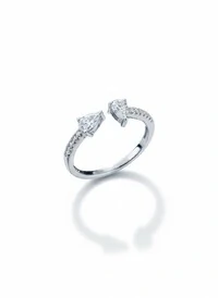 Anel 2 gotas PP aberto zircônia Prata 925 Ródio